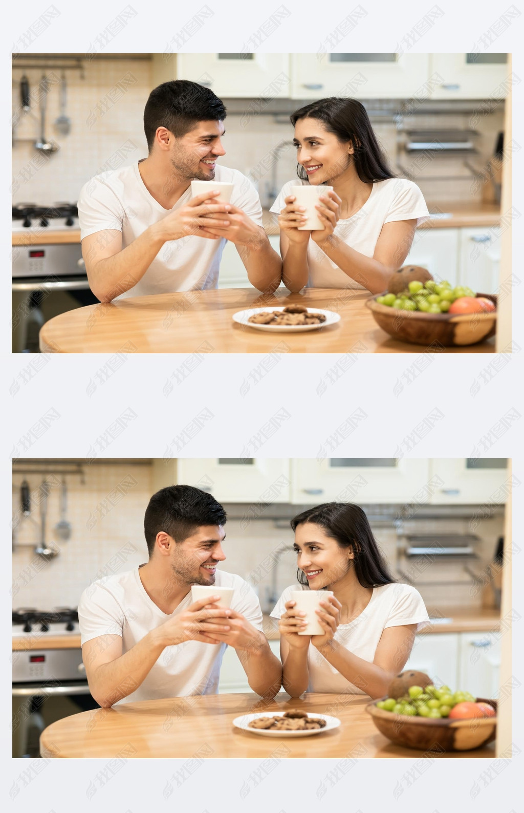 Lovely family enjoying breakfast together at their apartment