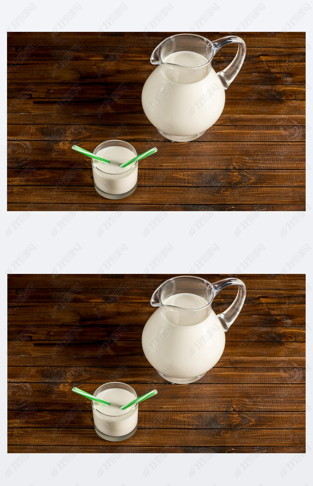 Fresh milk in glass and jug 