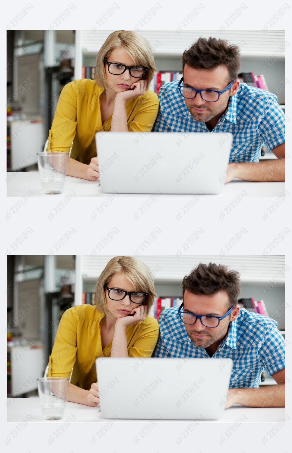 Two students learning in library