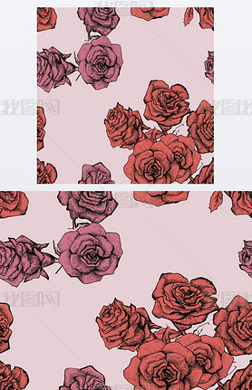 Flower sketch bouquet seamless pattern