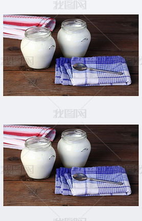 Homemade yogurt in jars