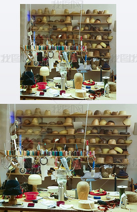 textile workshop hat manufacture, fashion. 