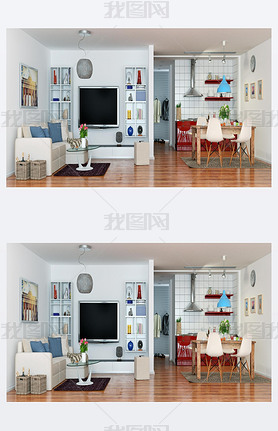 3d - luxury modern loft apartment - panorama - shot 01