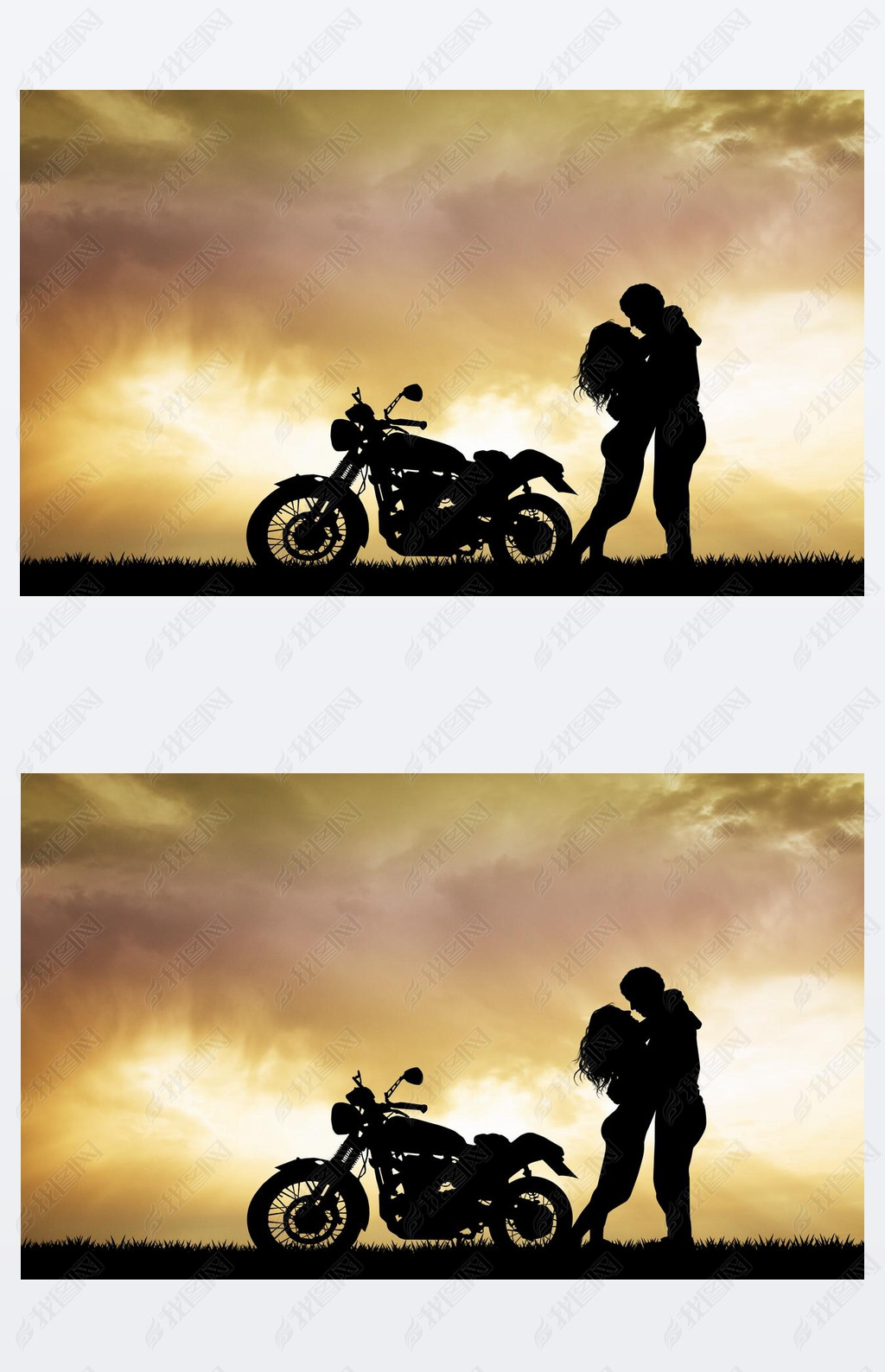 couple kissing on motorcycle