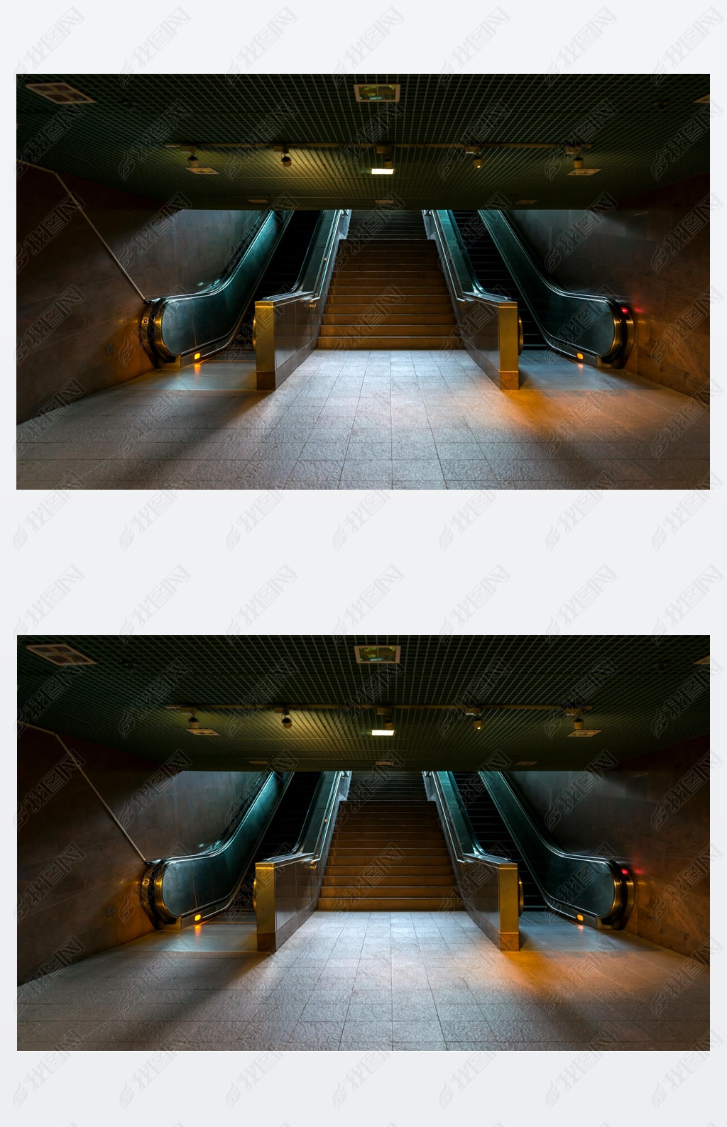 Modern escalator facilities in a contemporary building.