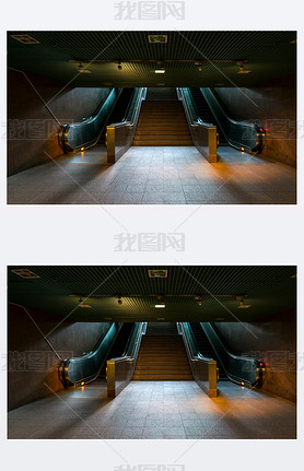 Modern escalator facilities in a contemporary building.