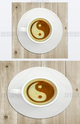 Picture of the yin-yang in the coffee foam