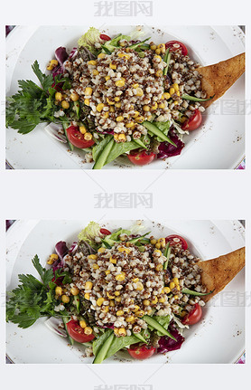 Quinoa salad, (kiona Salad)  vegetarian and diet food. Fresh healthy salad wit kinoa