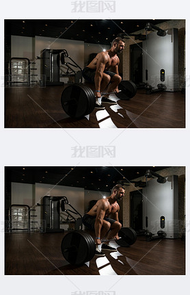 Back Exercise With Barbell In Fitness Center