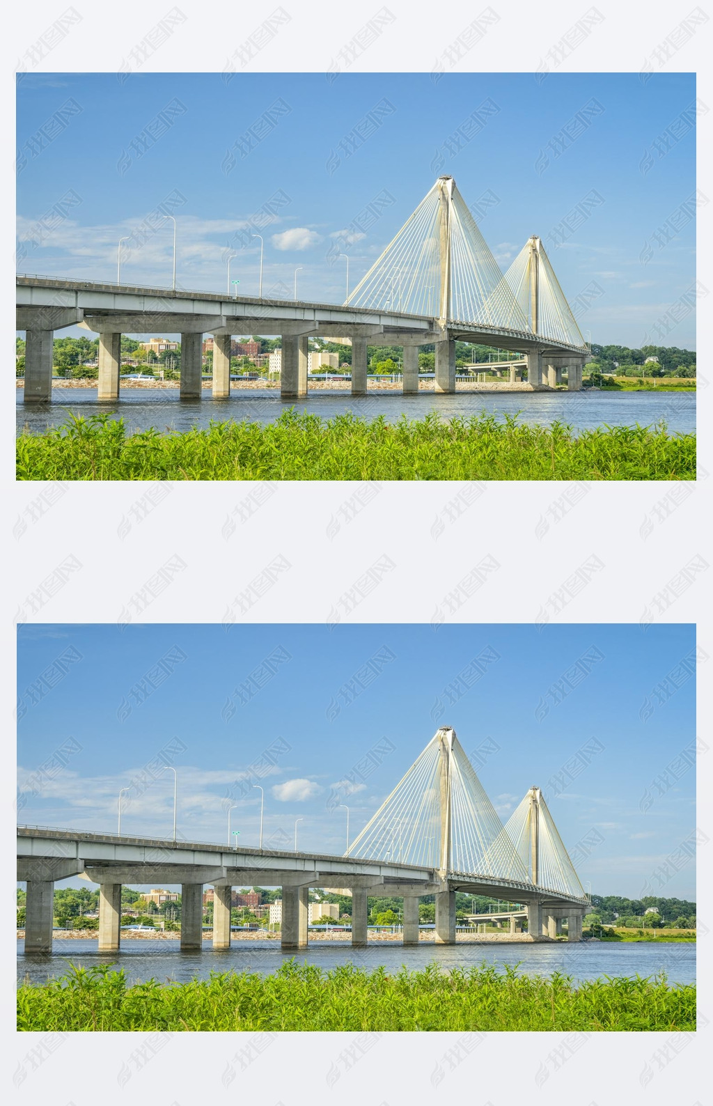 The Clark Bridge, a cable-stayed bridge across the Mississippi River between West Alton, Missouri an