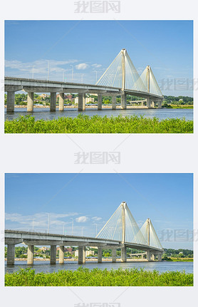 The Clark Bridge, a cable-stayed bridge across the Mississippi River between West Alton, Missouri an