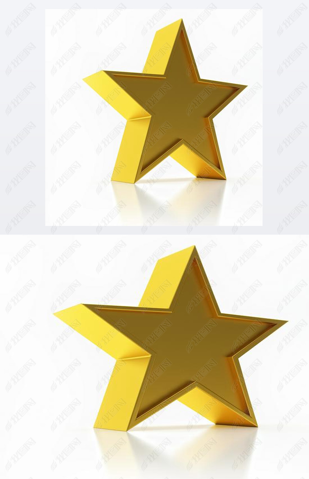 3D Illustration of Golden Star Isolated Over White Background