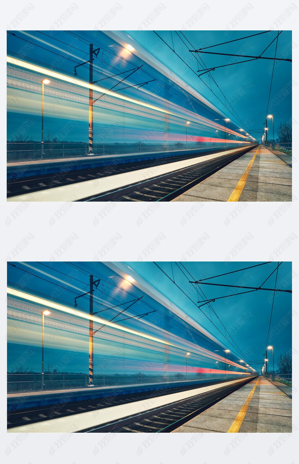 Light trail of the train 