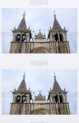 Felgueiras, Portugal - June 10, 2018 : Details of the Monastery of Pombeiro or Monastery of Santa Ma