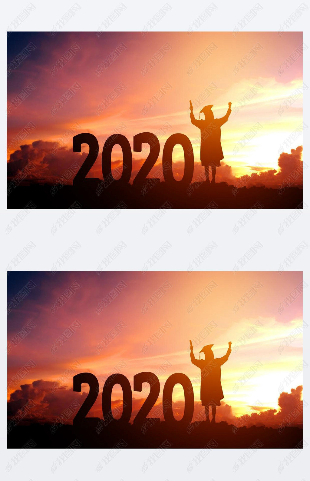 2020 New year Silhouette people graduation in 2020 years educati