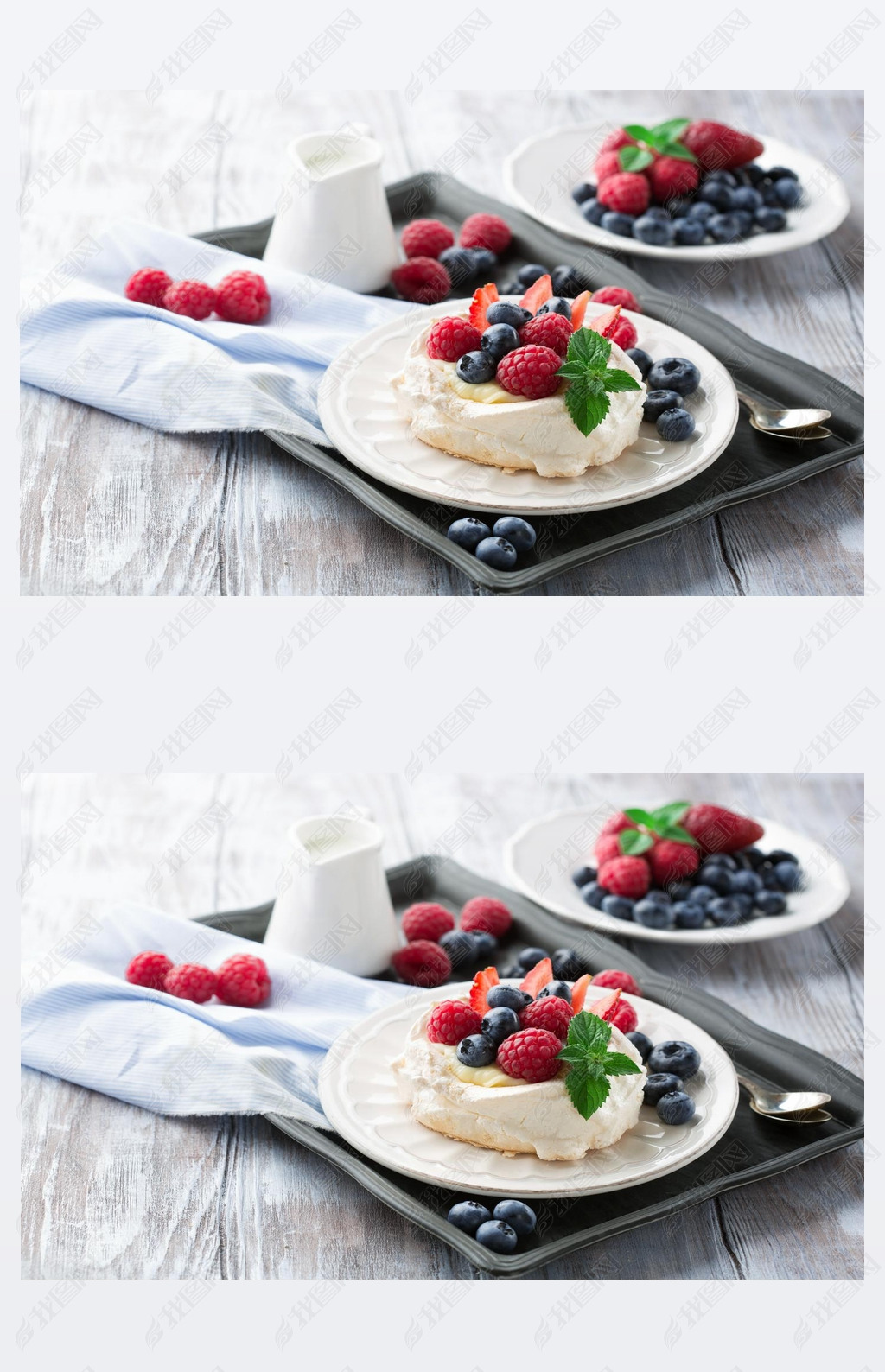 Plova cake with fresh summer berries