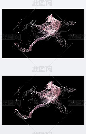 Abstract light glowing gold shape black background. 3d illustration, 3d rendering.