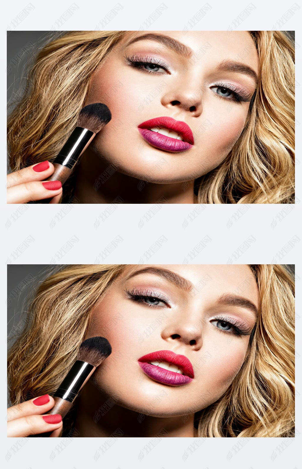 时尚化妆.特写肖像.华丽的脸上有吸引力的时装模特.美容理念.