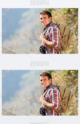 young man in autumn mountain