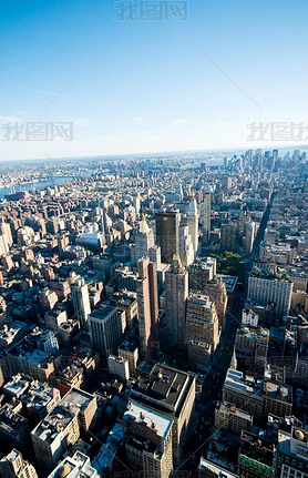 New York city panorama with tall skyscrapers