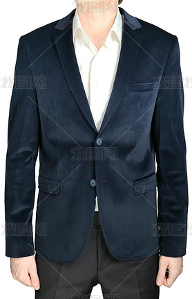 Velvet blazer wedding groom suit jacket, ny blue, on white.