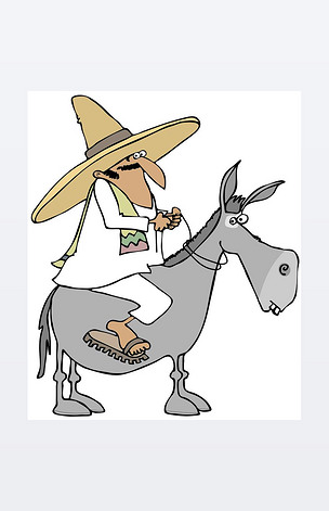 原创墨西哥男子骑着毛驴走版权可商用