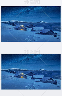 梦幻般的银河在星空下.冬夜圣诞节.