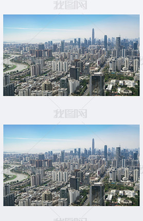 A bird's eye view of the urban architecture landscape and the