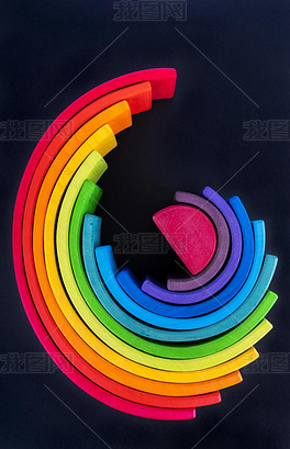 木制 11 颜色堆叠彩虹形状儿童教育玩具集