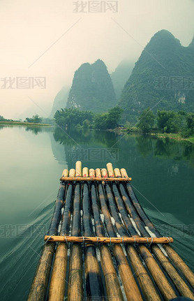 bamboo rafting  in Yulong River
