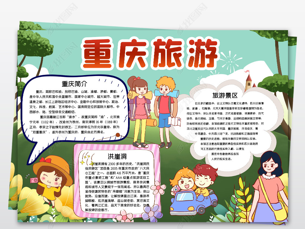 原创城市介绍重庆我爱家乡旅游地理读书电子手抄报