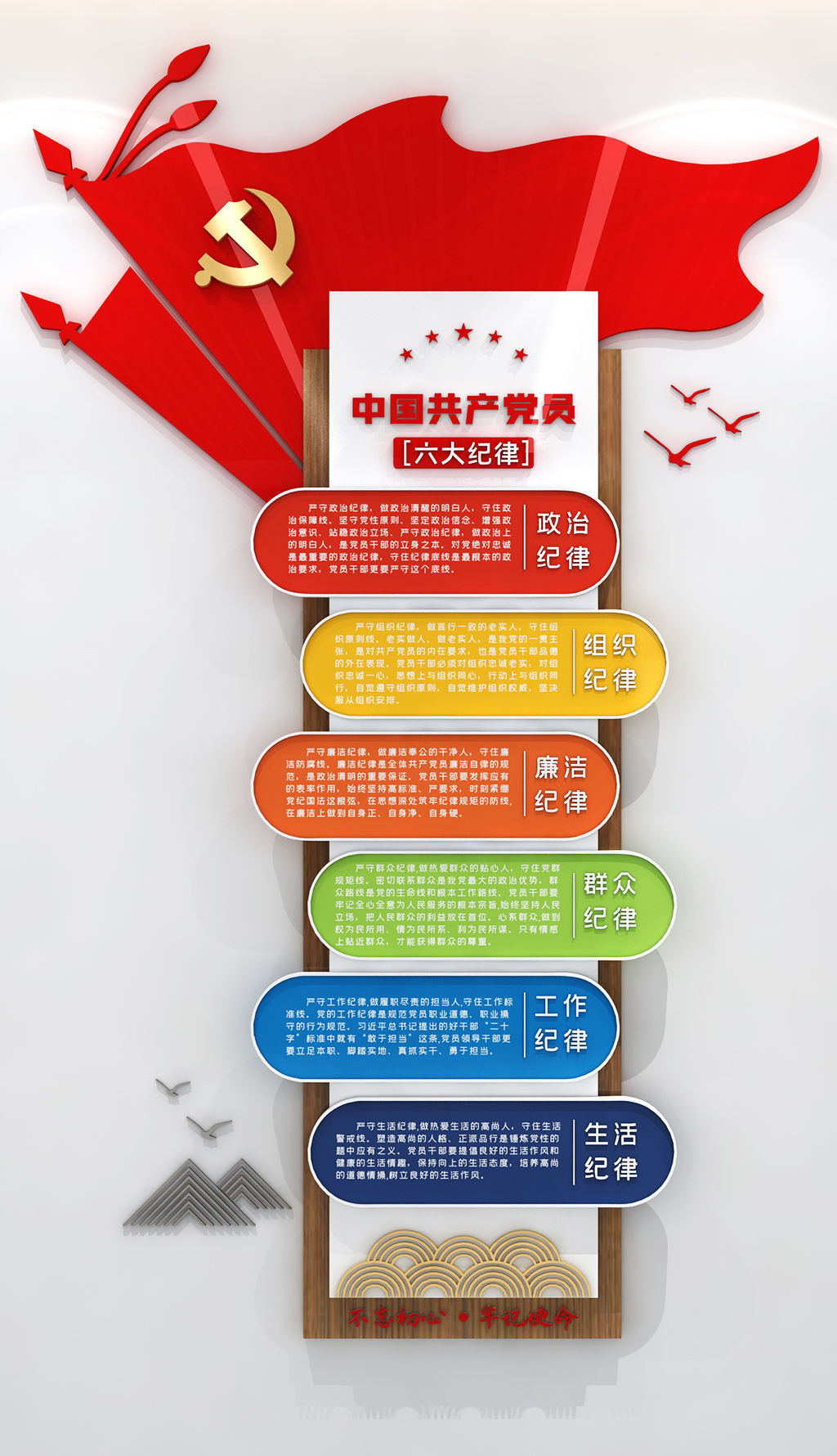 中国共产党六大纪律党员六大纪律文化墙党建文化