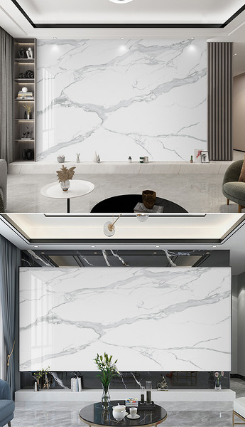 简约大理石爵士白连纹大板岩板轻奢电视背景墙