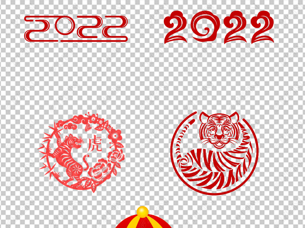 2022年新年春节卡通老虎吉祥物设计元素