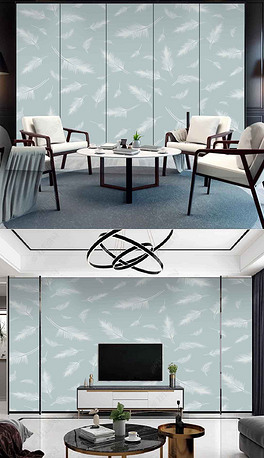 简约伦敦雾羽毛背景墙