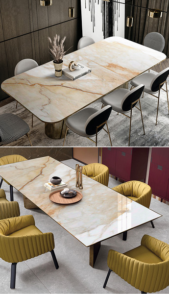 现代简约北欧轻奢爵士白大理石餐桌面台面