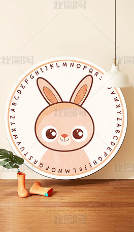 北欧ins风可爱卡通兔子网红圆形儿童地毯地垫