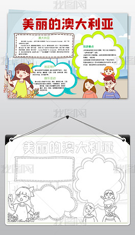 原创澳大利亚小报大洋洲地理手抄报电子小报设计版权可商用