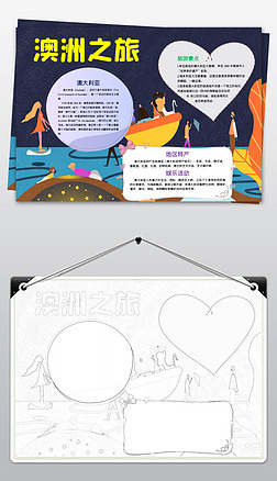 大洋洲 卡通手抄报|澳大利亚小报大洋洲地理手抄报电子小报设计