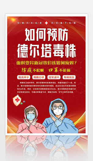 防疫海报如何预防德尔塔毒株宣传标语海报挂画