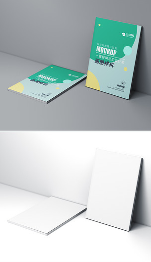 两本胶装平装画册封面设计效果图样机