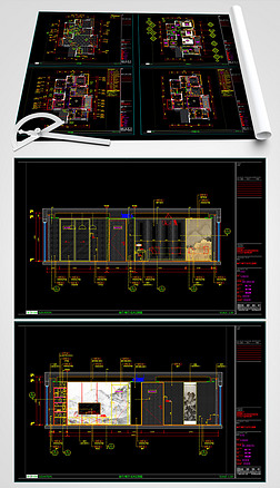 135平米新中式样板间CAD施工图带效果图