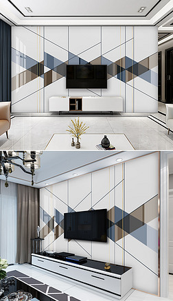 客厅电视背景墙背景墙|现代简约几何线条客厅电视背景墙