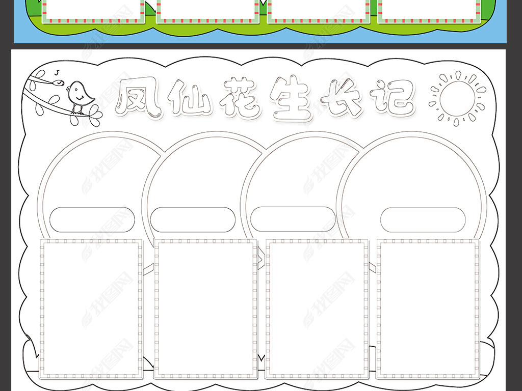 凤仙花生长记录手抄报植物小报小学生电子模板
