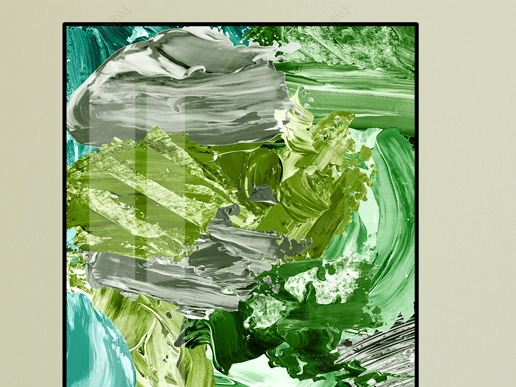 手绘丙烯油画笔迹抽象墨迹肌理玄关客厅装饰画