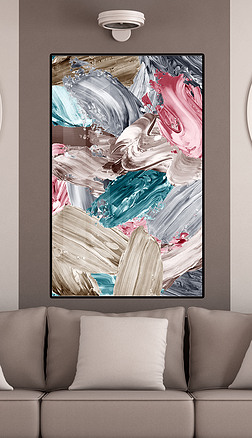 艺术墨迹装饰画|抽象手绘丙烯油画笔迹墨迹肌理玄关客厅装饰画