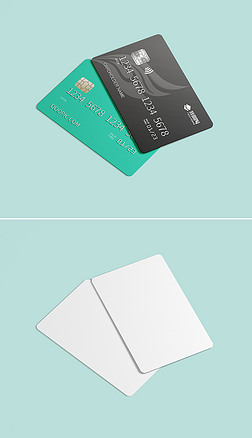 圆角磁卡银行卡pvc卡片信用卡正背效果图样机