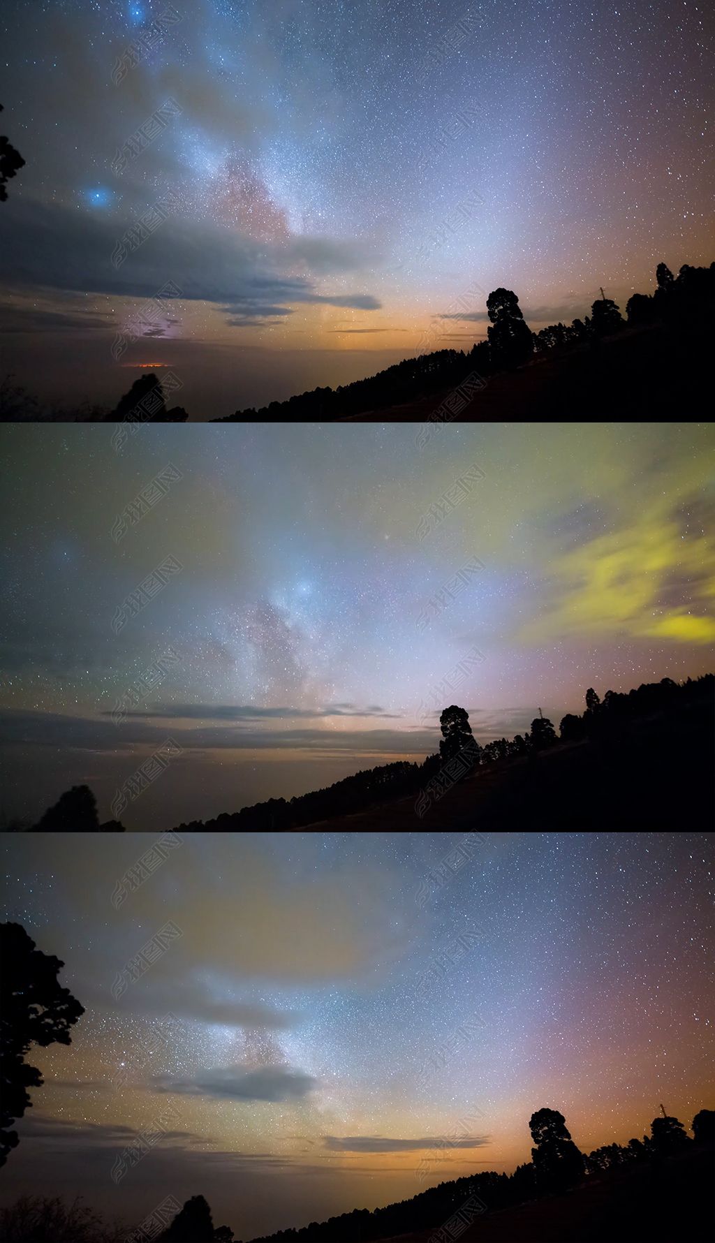 4k大山森林树林星空银河延时