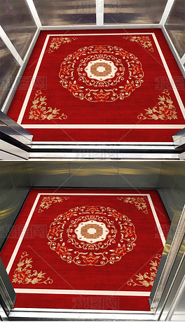 现代红色中式花纹花边地毯地垫电梯地毯