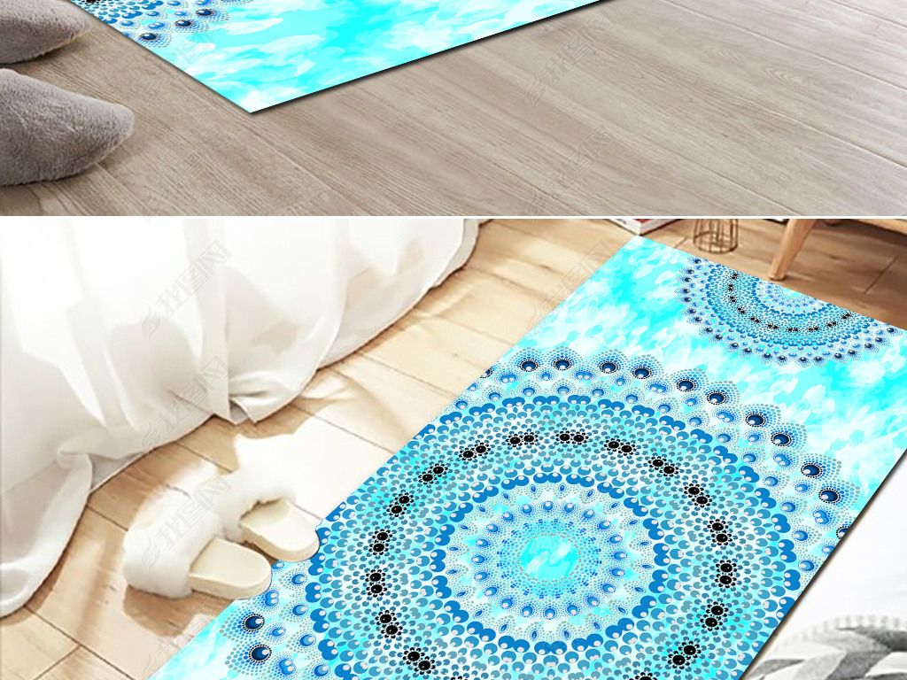 现代瑜伽垫地垫健身垫曼陀罗花纹设计图案